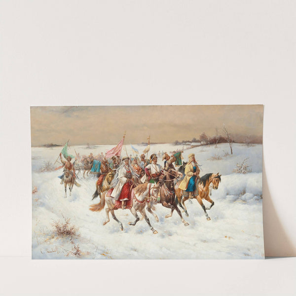 Wedding Procession in a Winter Landscape by Adolf Baumgartner-Stoiloff