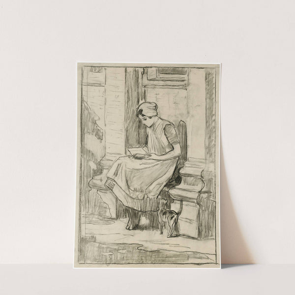 Weesmeisje lezend in een kerkbank by Nicolaas van der Waay