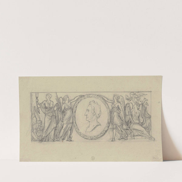 Weibliche Genien halten ein Medaillon mit dem Bildnis Goethes by Bernhard von Neher the younger