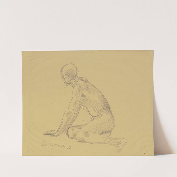 Weiblicher Akt, am Boden sitzend by Richard Martin Werner