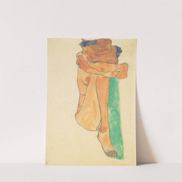 Weiblicher Akt mit grünem Polster (1910) by Egon Schiele