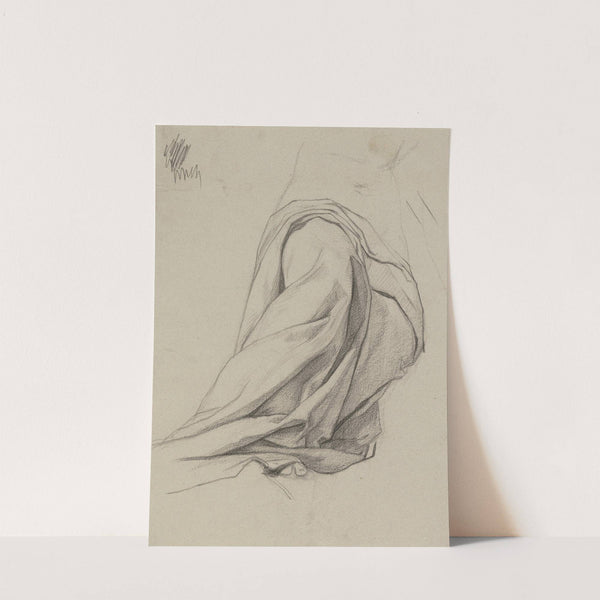 Weiblicher Akt mit über die Beine drapiertem Tuch by Victor Müller