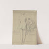 Weiblicher Rückenakt mit einem Ausstellungskatalog in der Rechten vor einem Gemälde mit Aktfiguren by Victor Müller