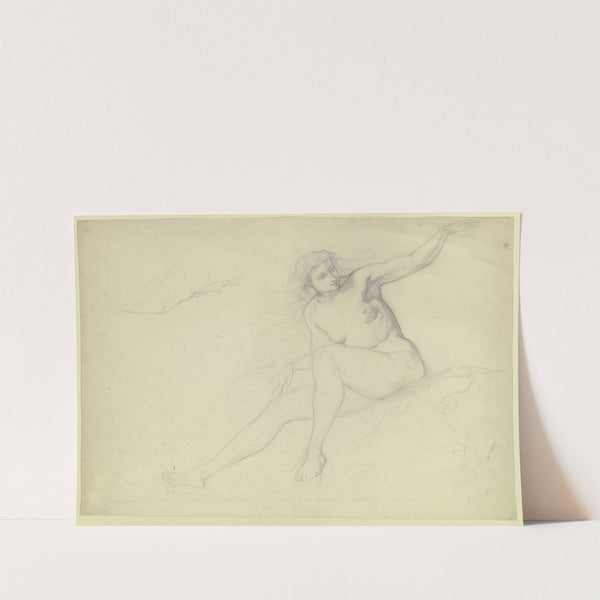 Weiblicher sitzender Akt nach links, den linken Arm erhoben by Victor Müller