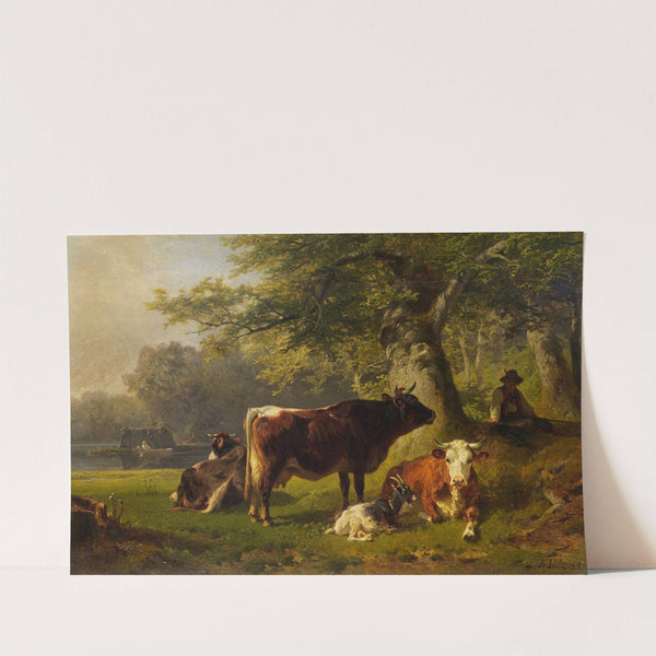 Weidelandschaft mit Hirtejunge by Friedrich Voltz