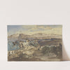 Weite Hochebene mit See, im Vordergrund Kastell und Aquädukt by Fritz Bamberger