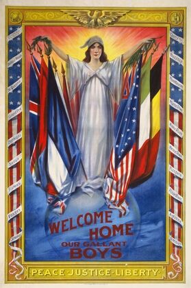 Welcome home our gallant boys Peace, justice, liberty