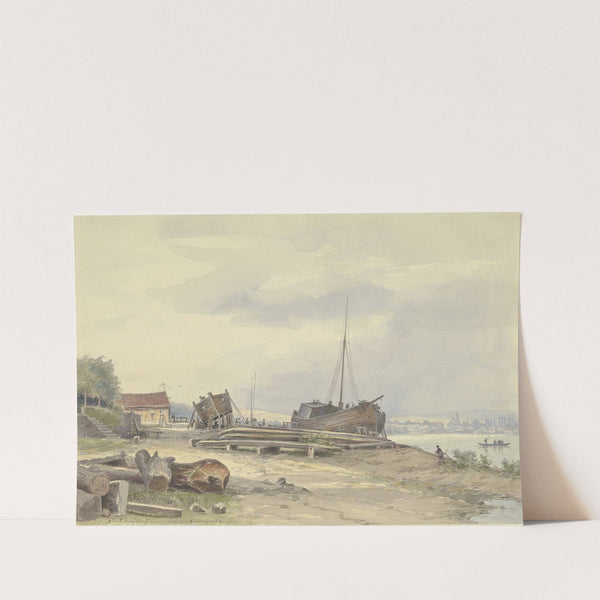 Werft am Rheinufer bei Niederwalluf by Friedrich Ernst Morgenstern