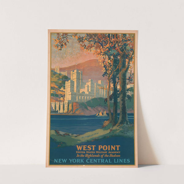 West Point, United States Military Academy, in the highlands of the Hudson. New York Central Lines by Frank Hazell