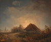 Westungarische Landschaft mit Hütten und aufgehendem Mond