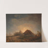 Westungarische Landschaft mit Hütten und aufgehendem Mond by Adalbert Stifter
