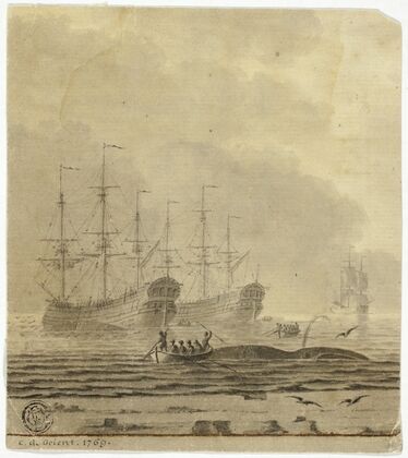 Whaling Ships and Small Boats with Whale (1769)