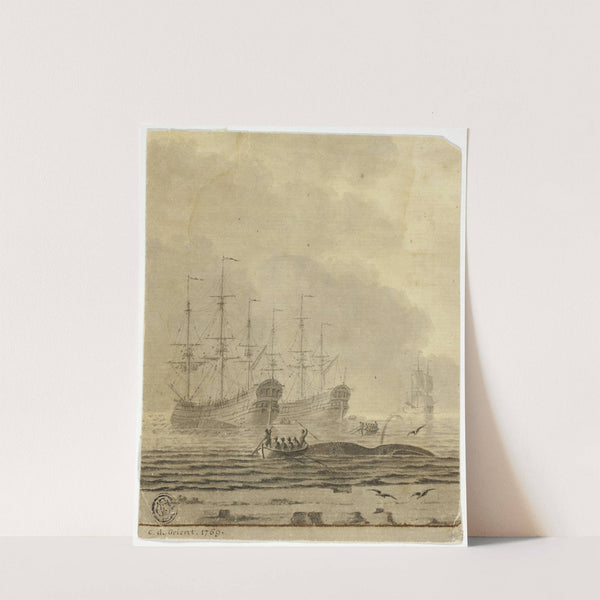 Whaling Ships and Small Boats with Whale (1769) by Cornelis de Grient