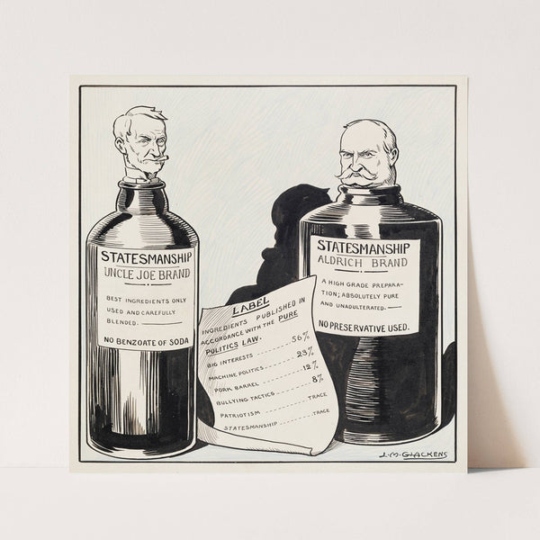 Whiskey doesn’t need new labels half as much as these bottles do, Mr. President (1910) by Louis Glackens