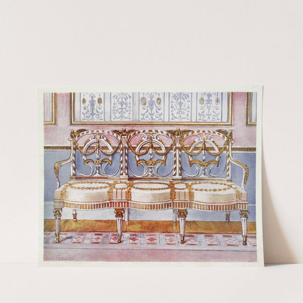 White gilt and painted settee by Edwin Foley