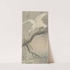 White heron on tree branch by Ohara Koson