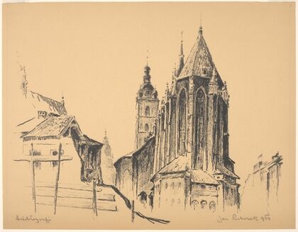 Widok na kościół Mariacki od wschodu (1934)