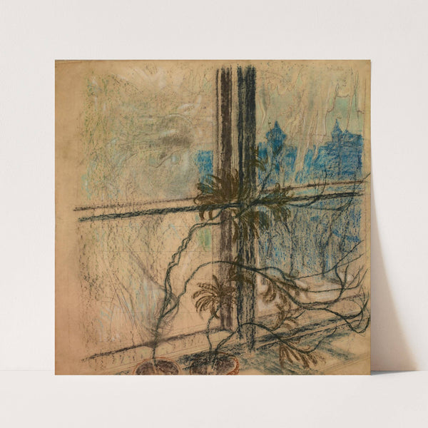 Widok z okna na mury miejskie Krakowa by Stanisław Wyspiański