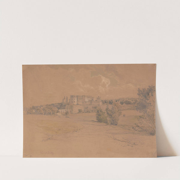 Widok zamku Ossolińskich w Ujeździe (1852) by Wojciech Gerson