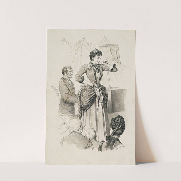 Wiener Typen; Sängerin Fräulein Hornischer und ihr Pianist vor Publikum by Karl Karger