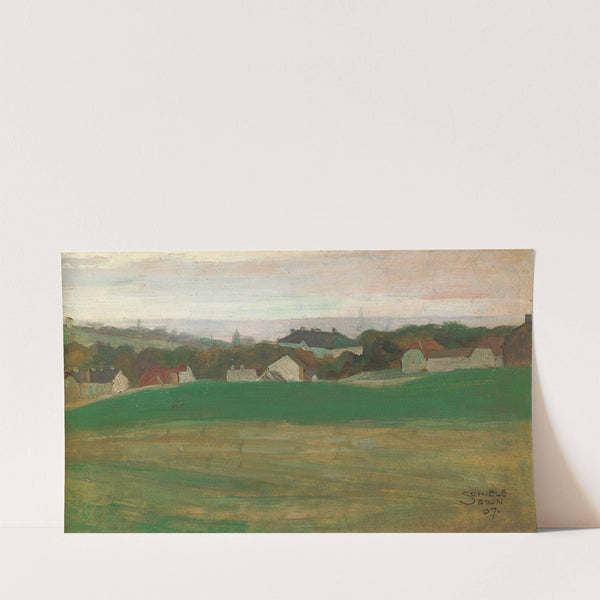 Wiese mit Dorf im Hintergrund II (1907) by Egon Schiele