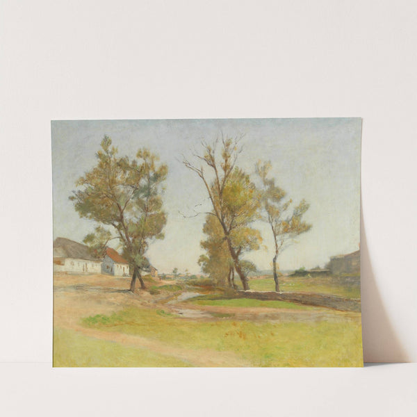 Wiese vor einem Dorf by Franz Rumpler