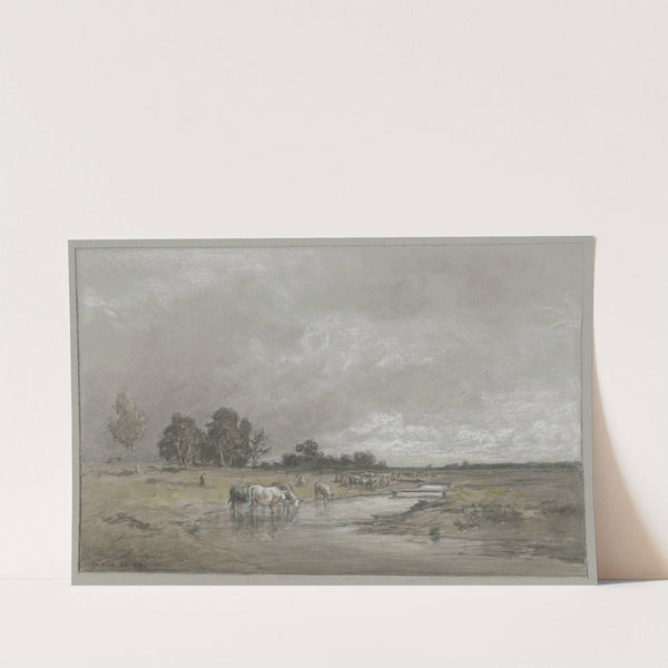 Wiesenlandschaft mit trinkender Herde by Philipp Röth