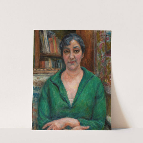 Wife's portrait in a green sweater by Józef Pankiewicz