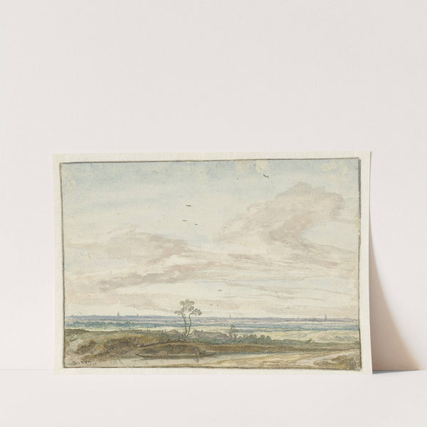 Wijd landschap met een weg langs een vaart (1630) by Pieter de Molijn