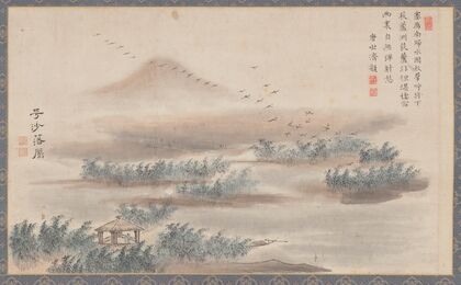 Wild Geese Descending on a Sandbar, from Eight Views of Xiao-Xiang (1788)