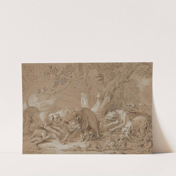 Wild Sow and Her Young Attacked by Dogs by Jean-Baptiste Oudry