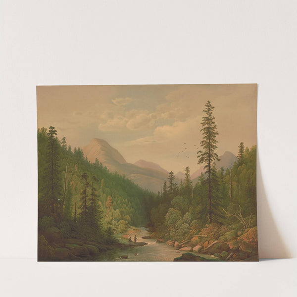 Wilderness scene with two people fishing in a river (1873) by Edmund Foerster & Co.