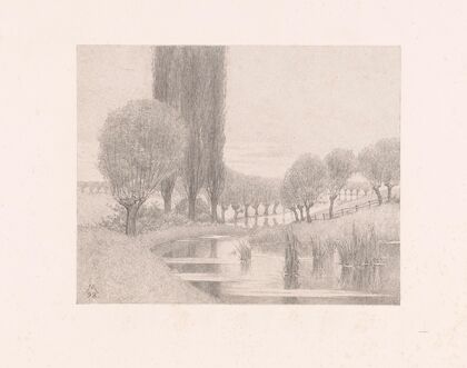 Wilgen en populieren langs een rivier (1898)