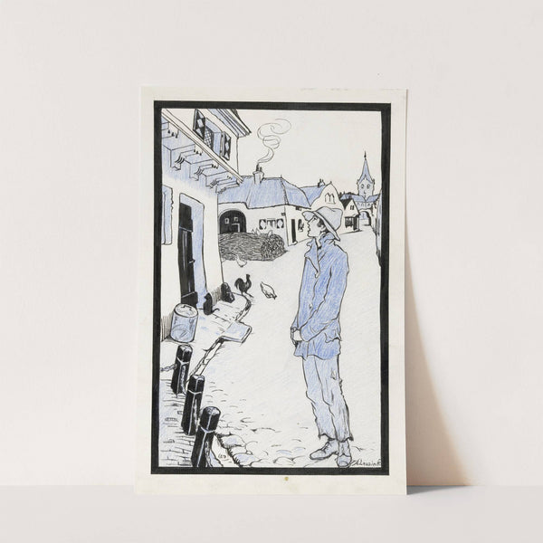 Willem staat te zingen in een verlaten dorpsstraat by Anny Leusink