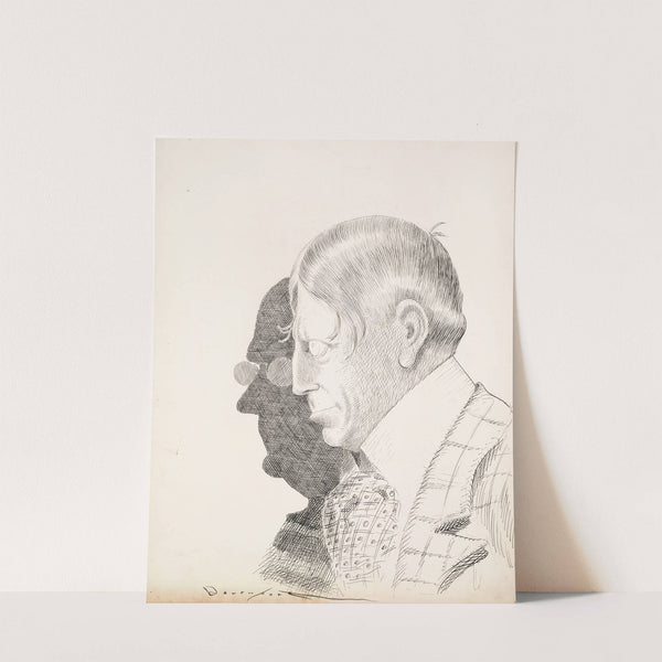 William Randolph Hearst in silhouette, with the shadow of another man in glasses behind him. by Homer Davenport