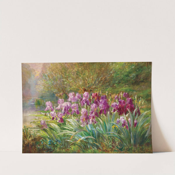 Willows and Irises by a Creek by Jean Baptiste Edmond Allouard