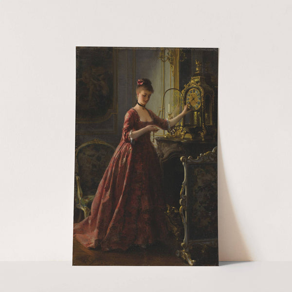 Winding The Mantle Clock (circa 1875-1880) by Alfred Stevens