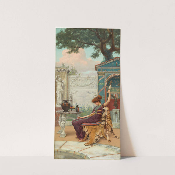 Winding wool in a Pompeian garden by John William Godward