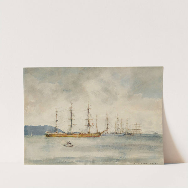 Windjammers In Falmouth Harbour by Henry Scott Tuke