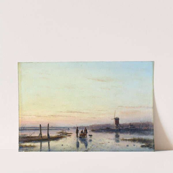 Windmill beside a frozen river (1860 - 1862) by Andreas Schelfhout