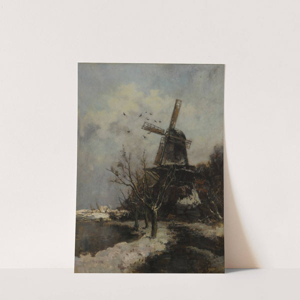 Windmill by a Stream in Winter by Jacob Maris