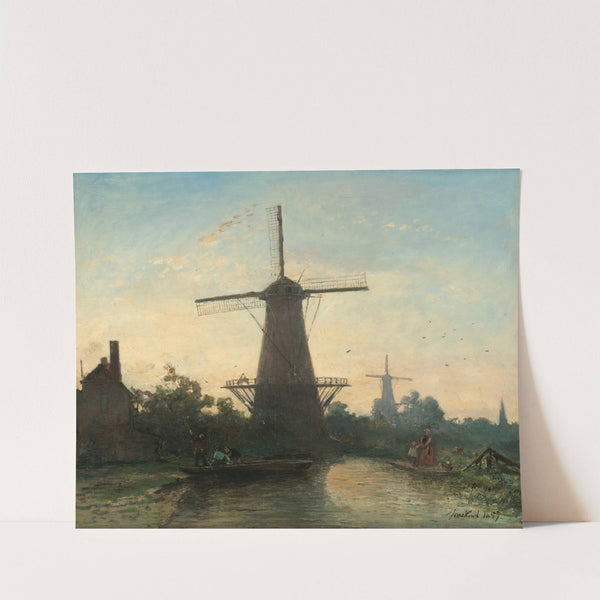Windmills near Rotterdam by Johan Barthold Jongkind