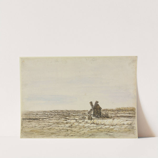 Windmühle in weitem Brachfeld by Georges Michel