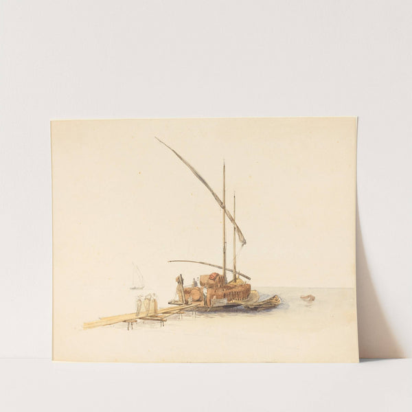 Wine Barrels Loaded onto a Sailing Barge at Vevey by Johann Jacob Ulrich