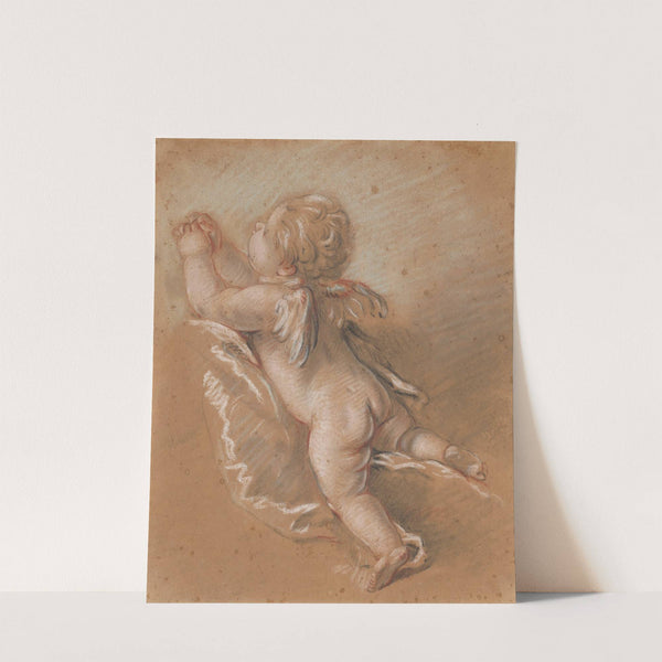 Winged Cherub Seen from the Back with Upraised, Clasped Hands by François Boucher