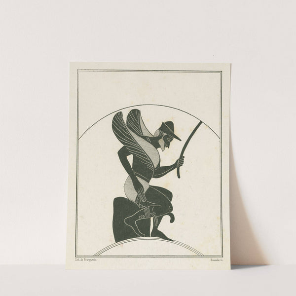 Winged Mercury seated on a stone cube in the pose of a messenger (1844-1861) by Alexis Louis Pierre Housselin