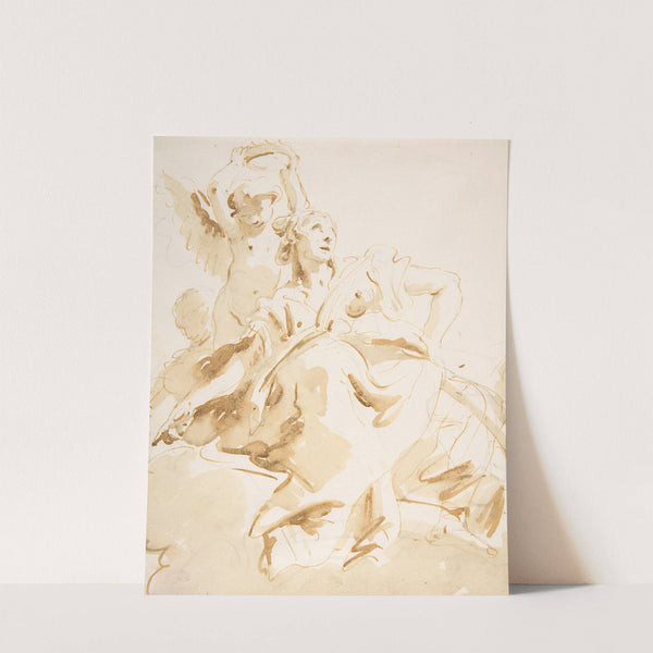 Winged Putto Crowning a Seated Woman Who Looks Upward (1696–1770) by Giovanni Battista Tiepolo