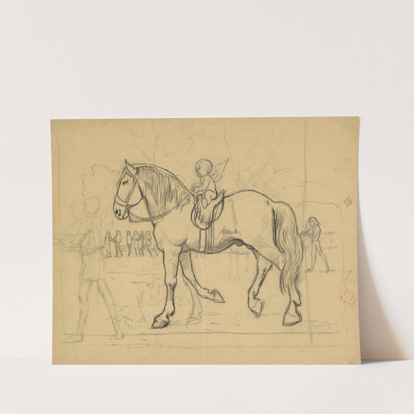 Winged putto riding a horse (1894) by Hans Thoma