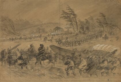 Winter Campaigning. The Army of the Potomac on the move. Sketched near Falmouth–Jan. 21st
