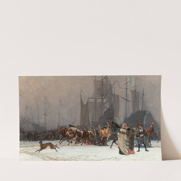 Winter evening at the harbor (1873) by Charles Edouard Delort